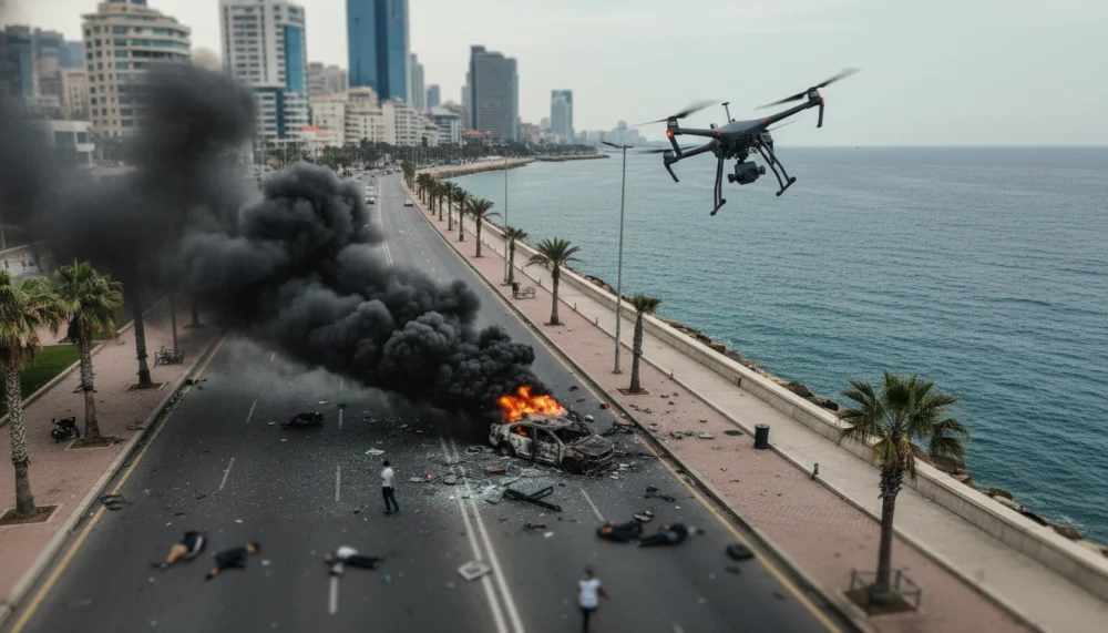 Serangan Drone Brutal Hantam Mobil di Corniche Beirut, Renggut Nyawa dan Picu Ketegangan Lebih Dalam