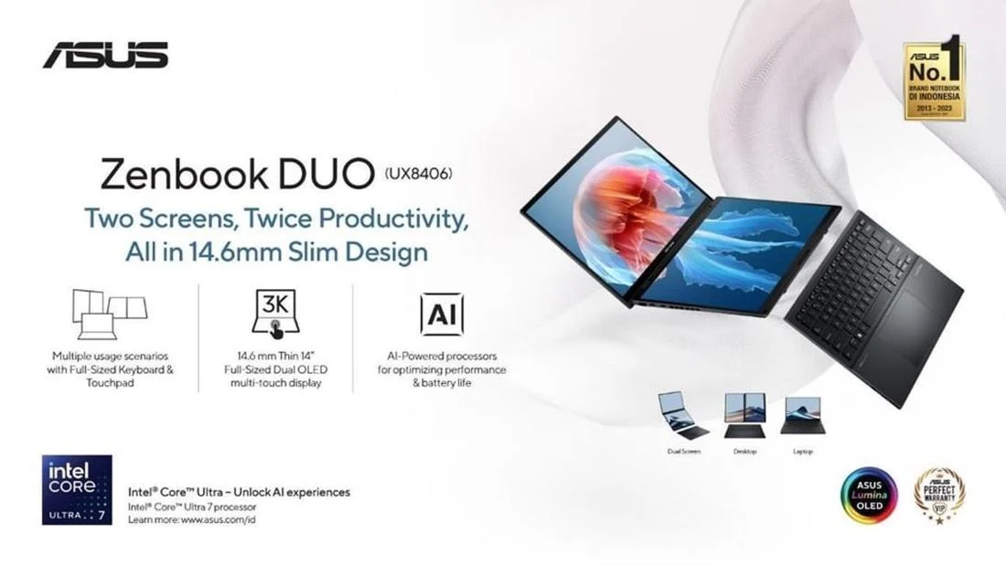Rekomendasi Laptop 2026: ASUS Zenbook DUO dengan Dual OLED 3K